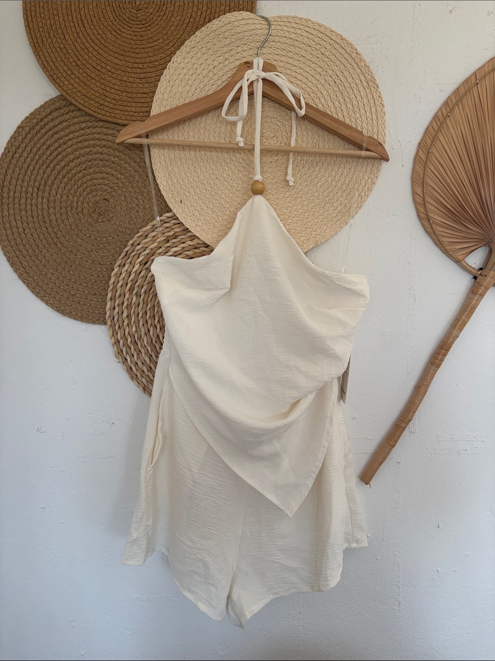 Cream Halter Romper Jumpsuit